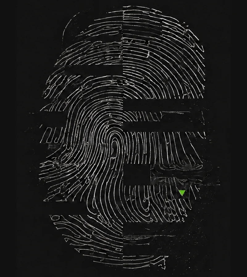 TRACE fine ivory fingerprint contours interrupted by dark blocks